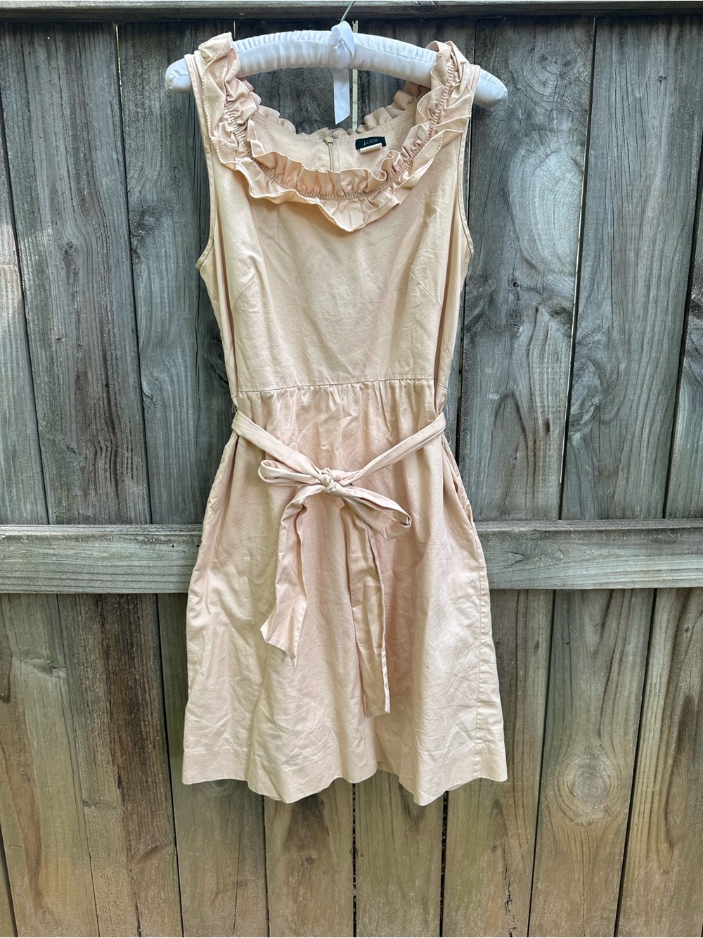 J. Crew cotton tan ruffle dress